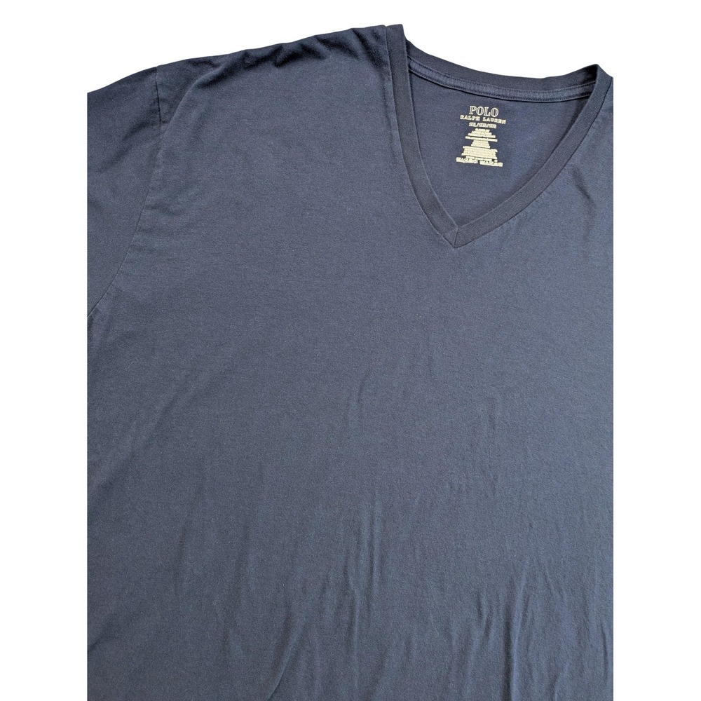Polo Ralph Lauren Shirt Mens 2XL Blue Short Sleeve V-Neck Pony Logo Tagless